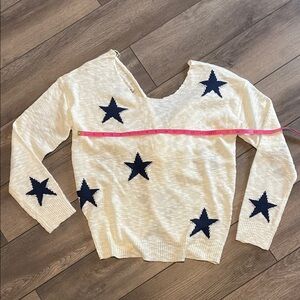 Hem & Thread Cream Sweater with Navy Stars